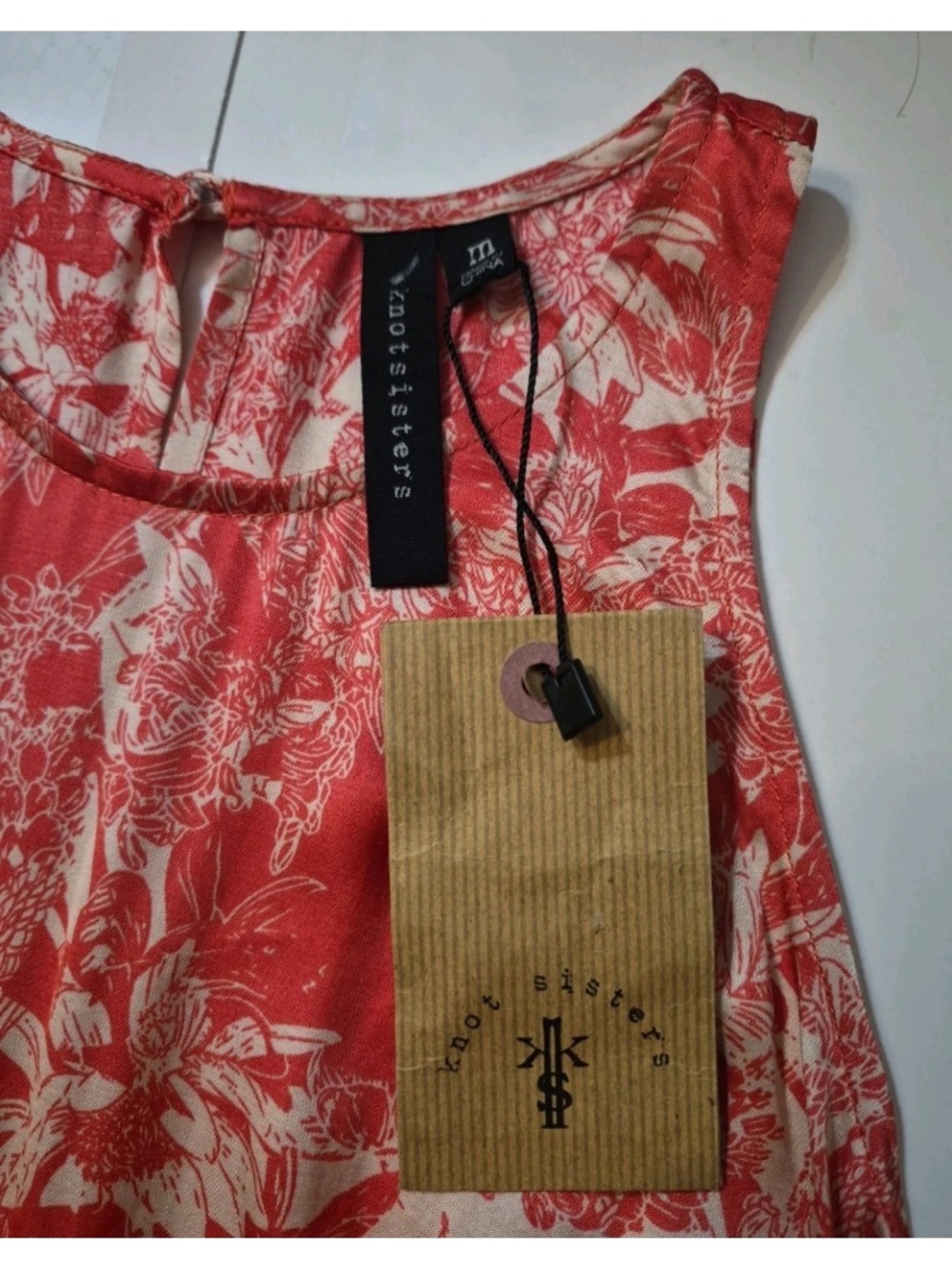 Knot Sisters Viscose DRESS red ivory NWT S halter mini soft Aline - Picture 4 of 12